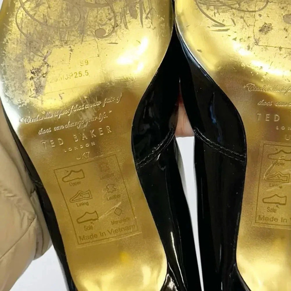 TED BAKER Black Patent Leather Kitten Heel Size 9.5 - Picture 8 of 8